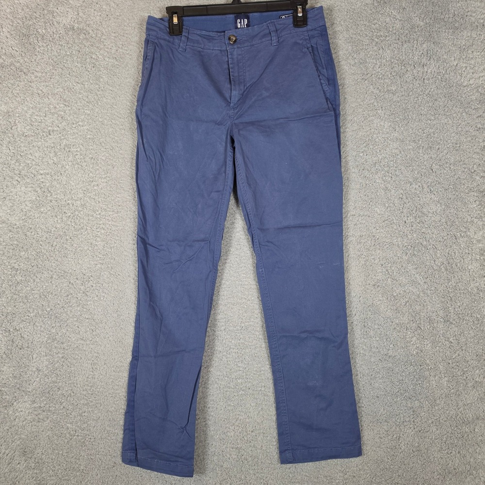 Gap Relaxed Girlfriend Chino Pants Womens 2 Blue Good Stretch Cotton Trousers